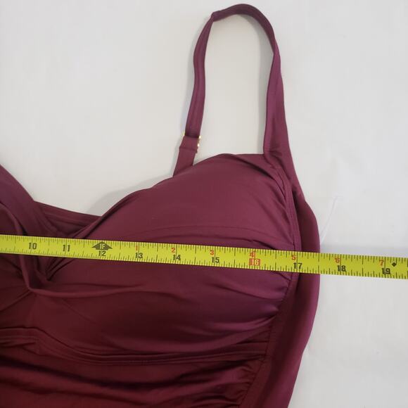 NEW!! Sonnet Shores Plus Size 22W Burgundy Ruched Front One Piece Swimsuit - Picture 8 of 12